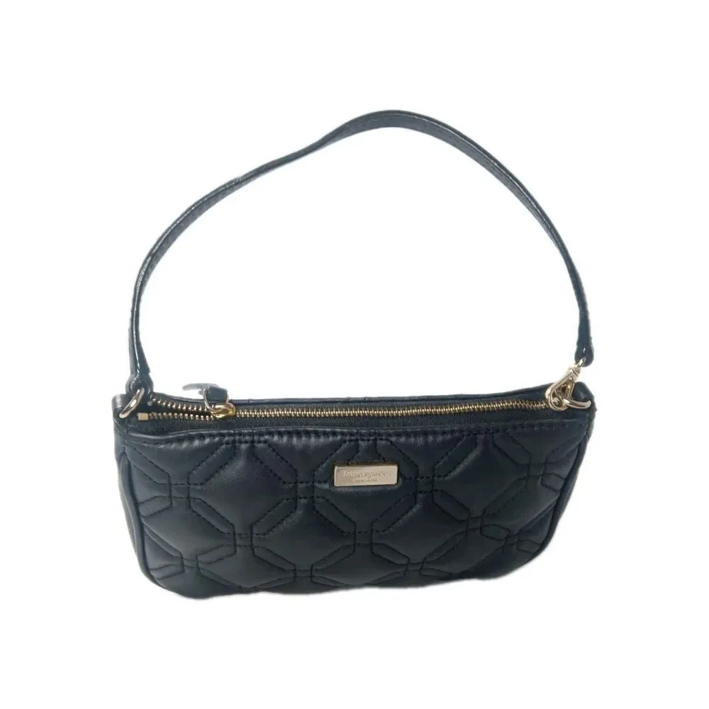Kate Spade Linet Astor Court Quilted Black Leather Wristlet Purse WLRU1780
